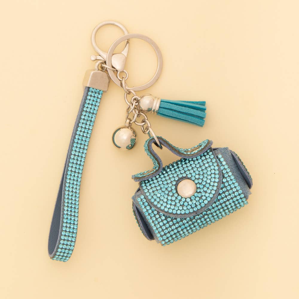 Rhinestone Studded Mini Leather Bag Design AirPod Case