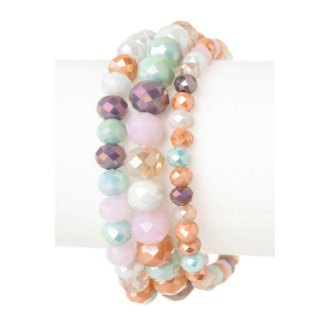 Multi Color Mix Beads Stretch Bracelet Set