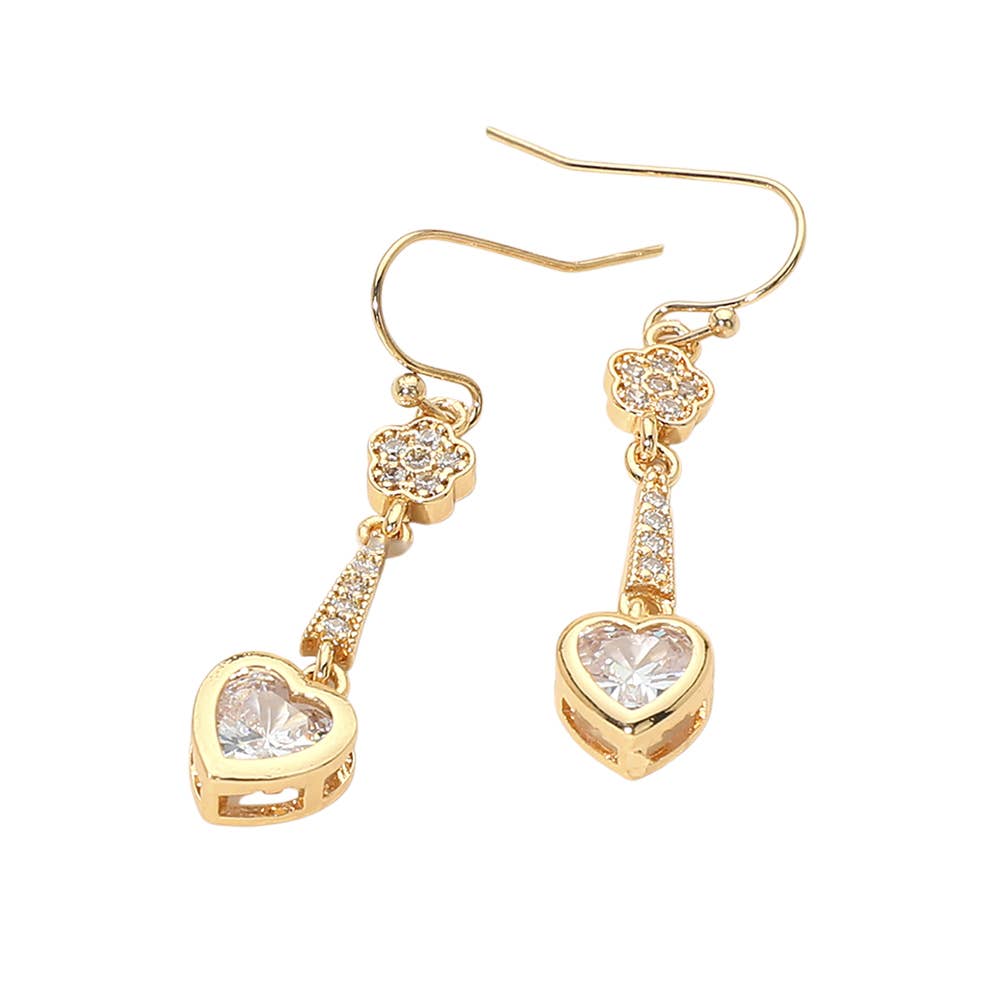 Heart Stone Bar Drop Dangle Earrings