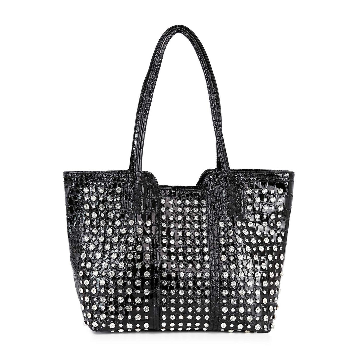 Studded Embossed Tote Handbag