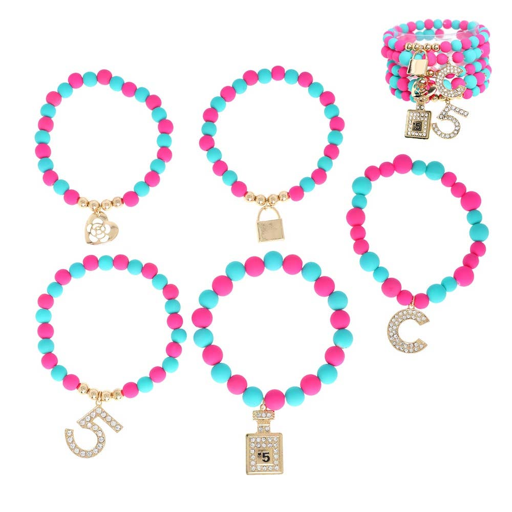 Multiple Charm Beads Stretchable Bracelet 39