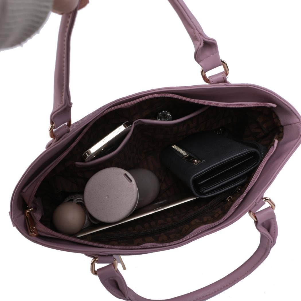 Talula Signature Printed Vegan Leather Satchel Bag by Mia K