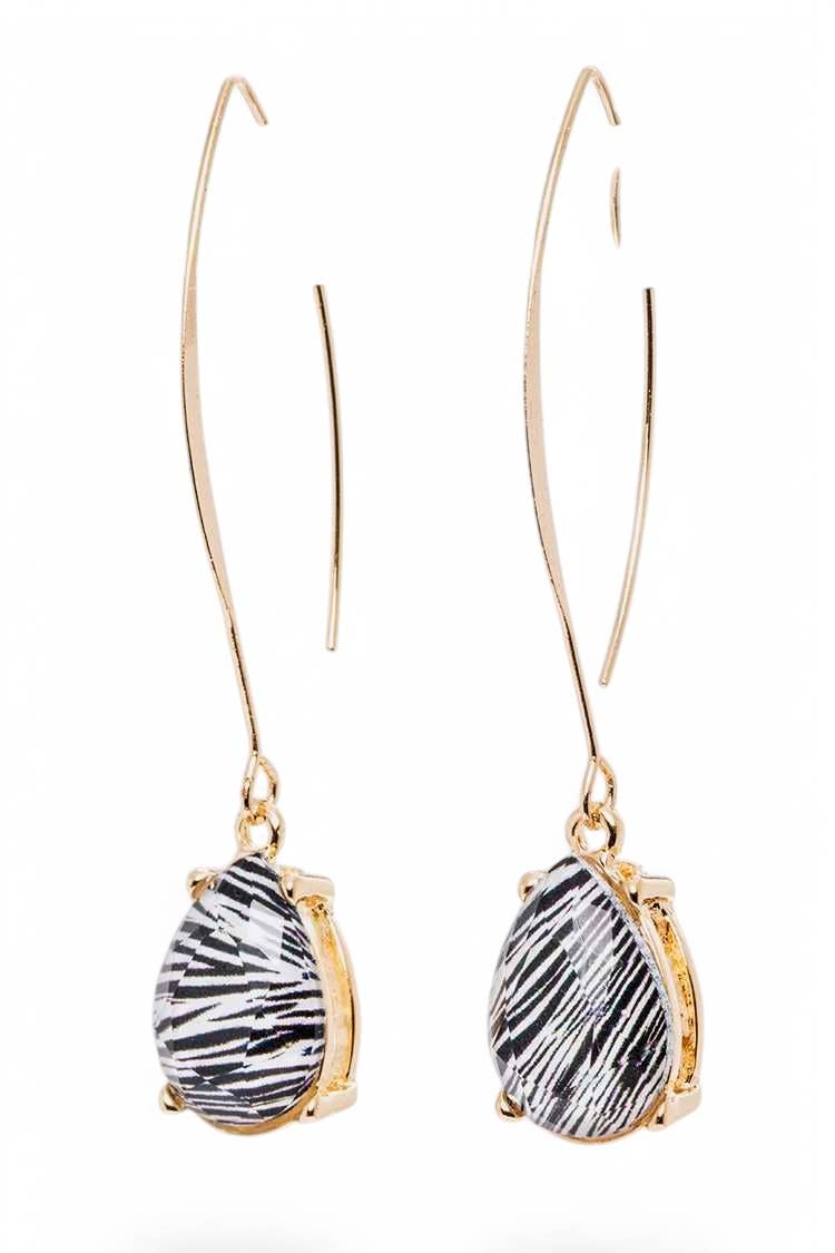 Animal Printed Teardrop Long Dangle Earrings