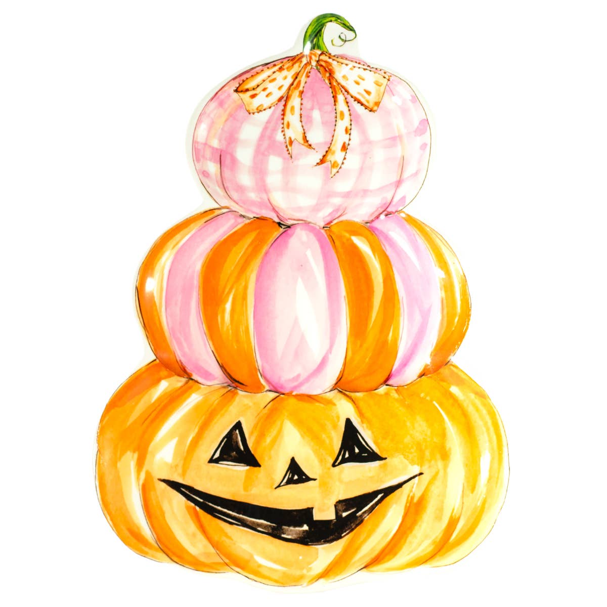 9.25" Pink Tri-Stack Pumpkin Ceramic Plate Rosanne Beck