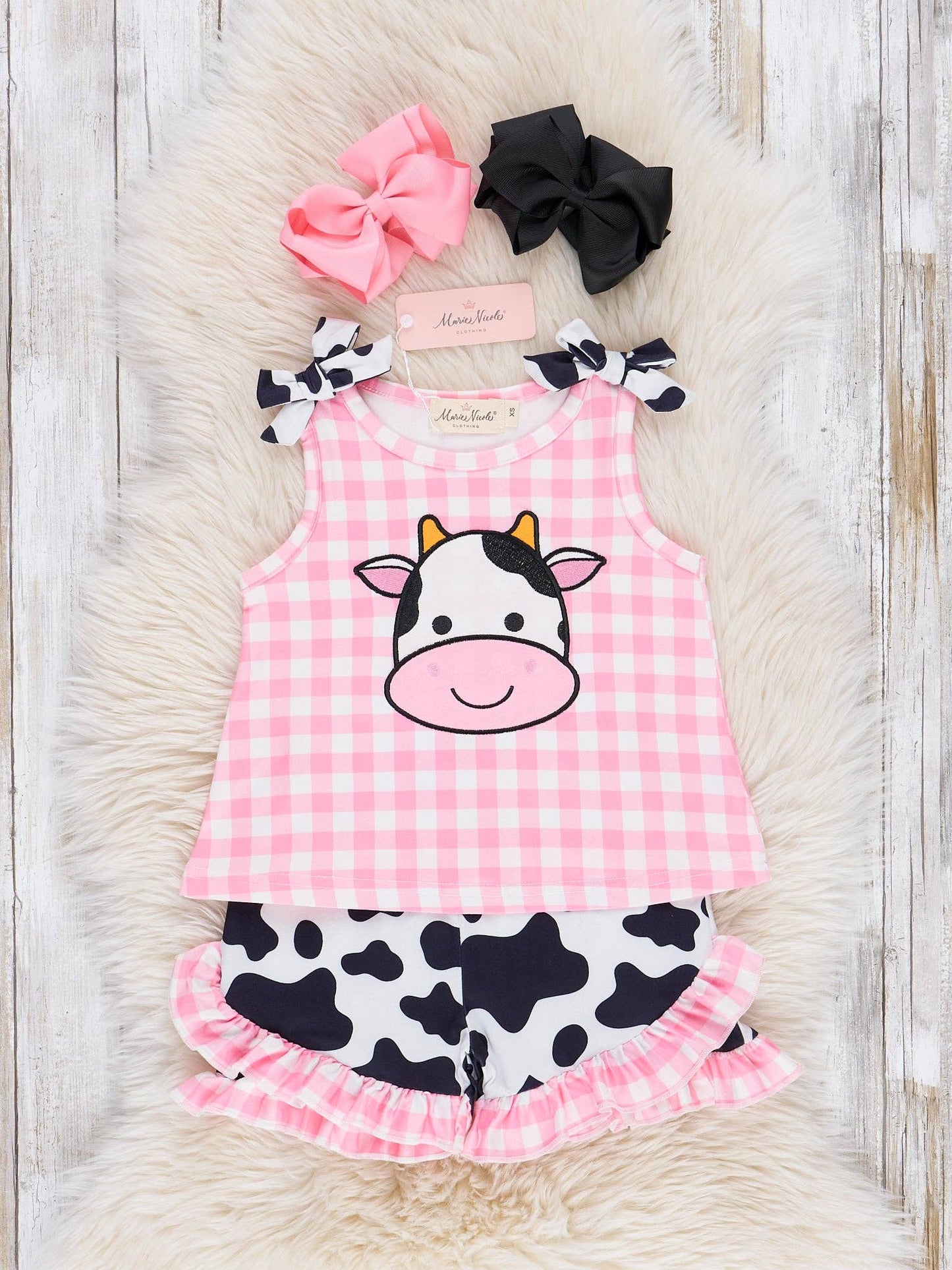 Happy Cow Gingham Ruffle Outfit
