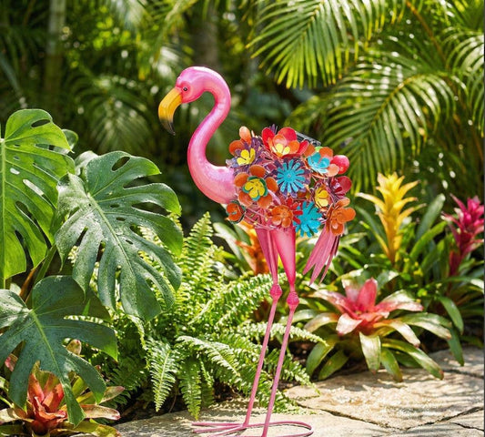 Large Flamingo Floral Body Statue