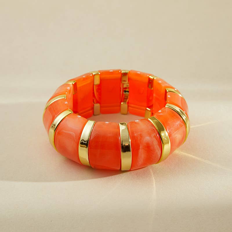B25170 Bold Tiled Polyresin Stretch Bangle Bracelet