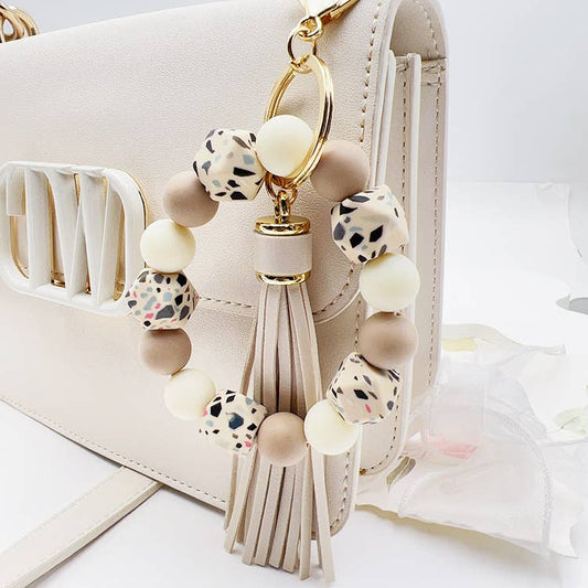 Vintage Beaded Tassel Bracelet Keychain