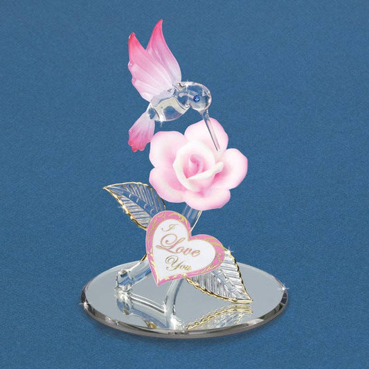 P3 404-T5: "I Love You" Hummingbird with Pink Rose