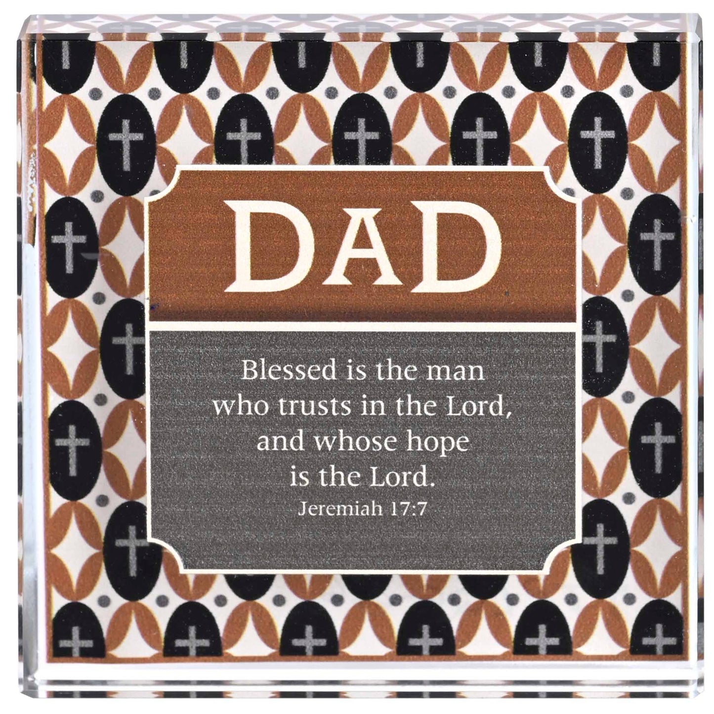 Tabletop Glass Plaque Dad 3X3