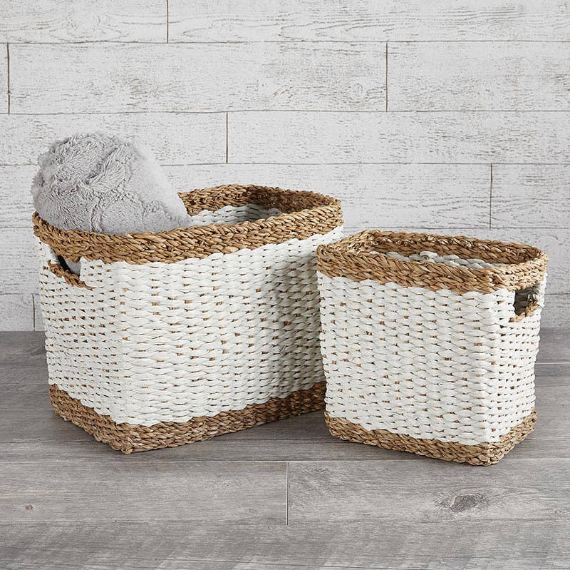 Rectangle White Basket Set/2