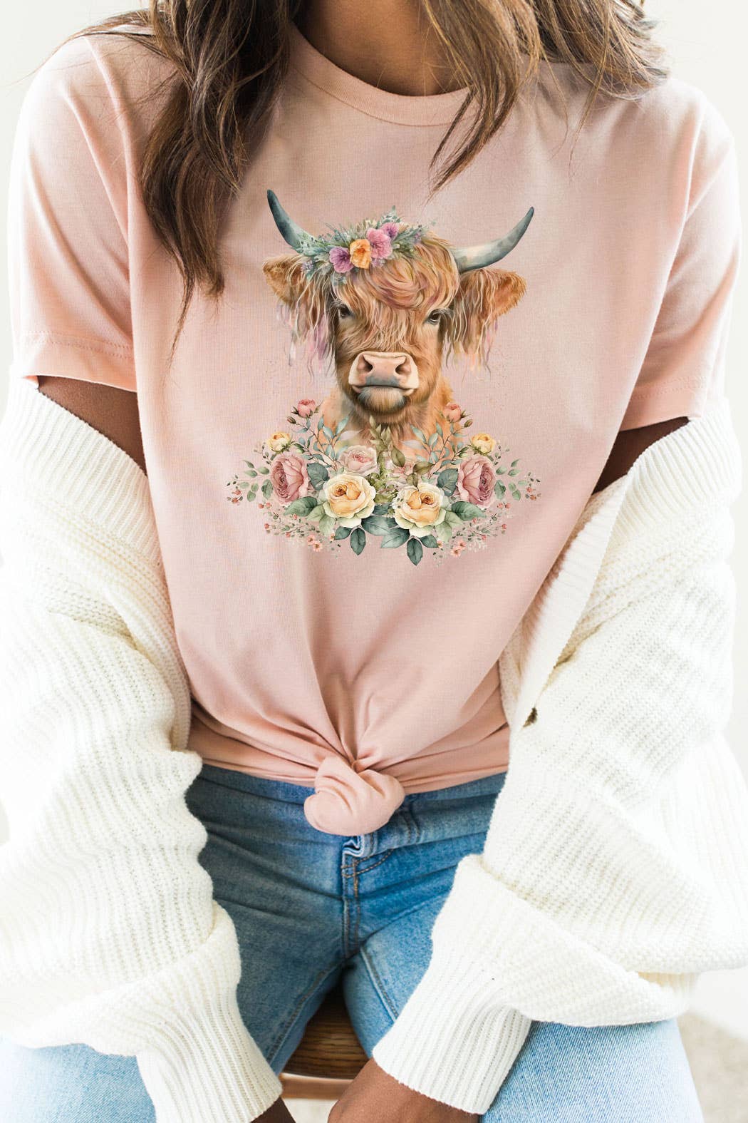 Floral Garden Baby Highland Cow Graphic Tee