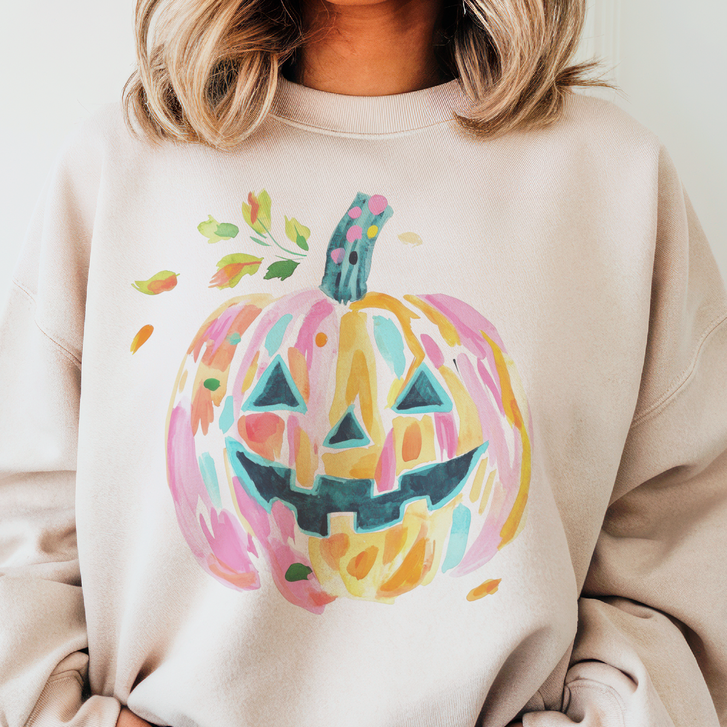 Preppy Pumpkin Halloween Jackolantern Graphic Sweatshirt