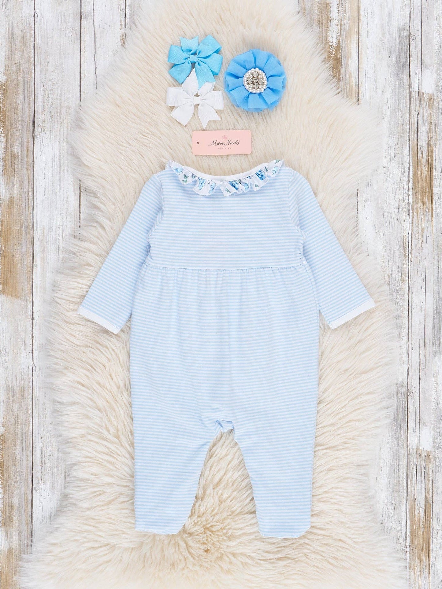Cornflower Cottage Ruffle Footed Sleeper Pajamas