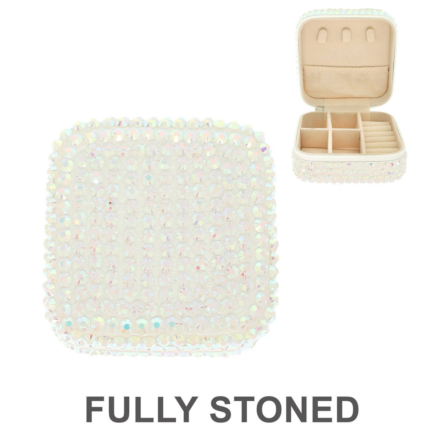 Crystal Rhinestone Embellished Travel Jewelry Box