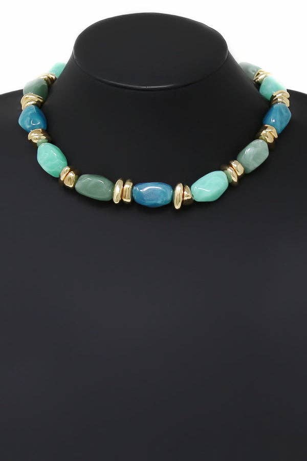 Resin Marble Beaded Short Necklace