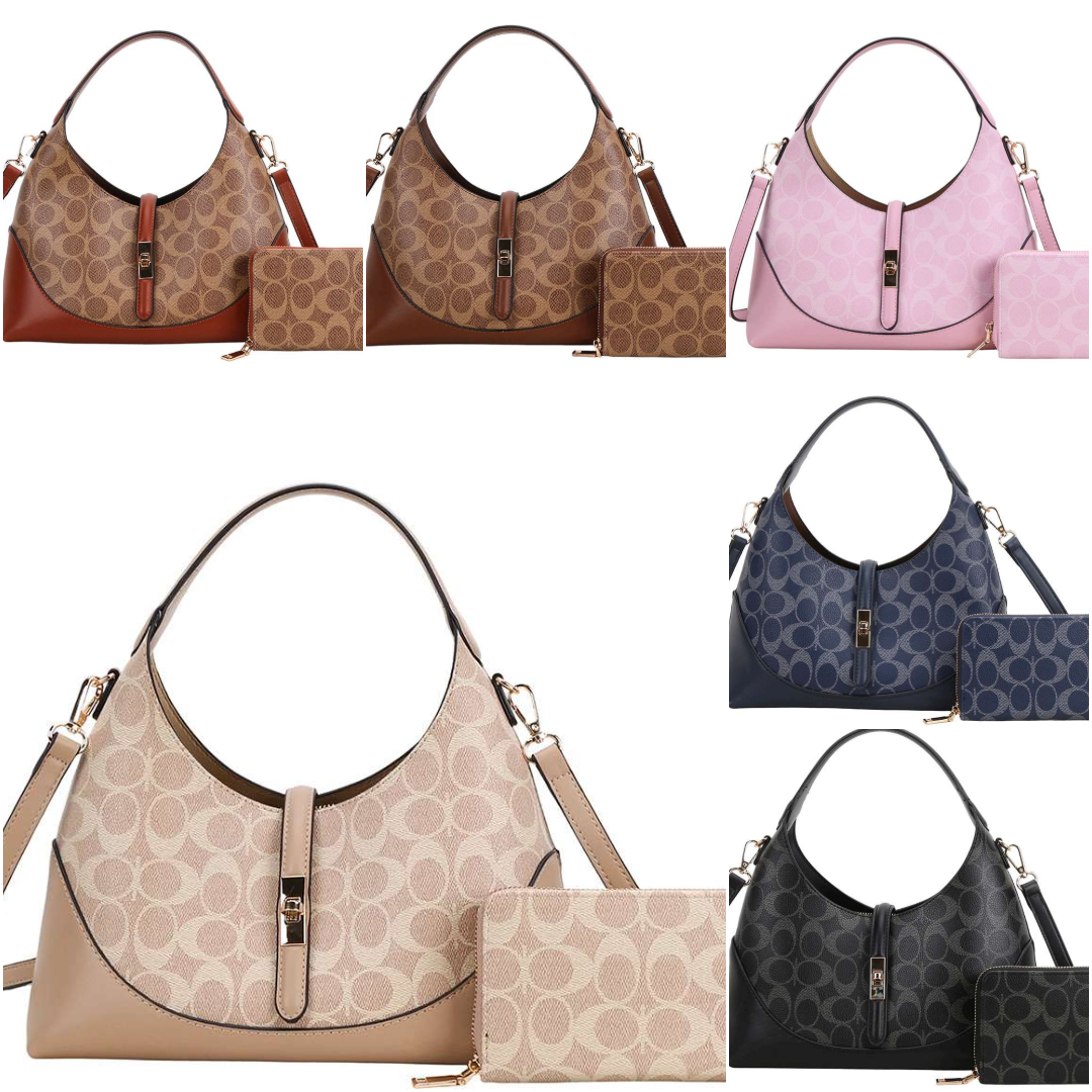 Classic Signature Hobo Bag & Wallet Set QFT-1378W