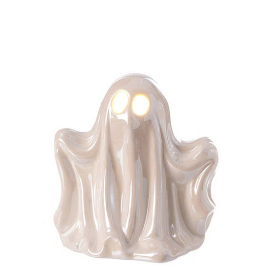 White Ceramic LED Light Up Ghost Figure - 5.75"