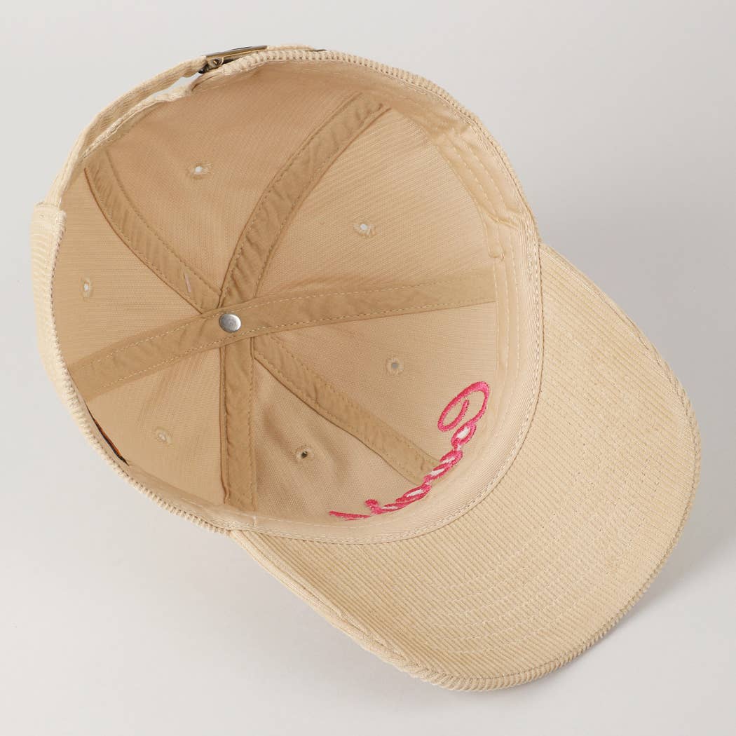 Cowgirl Text Solid Color Corduroy Baseball Cap