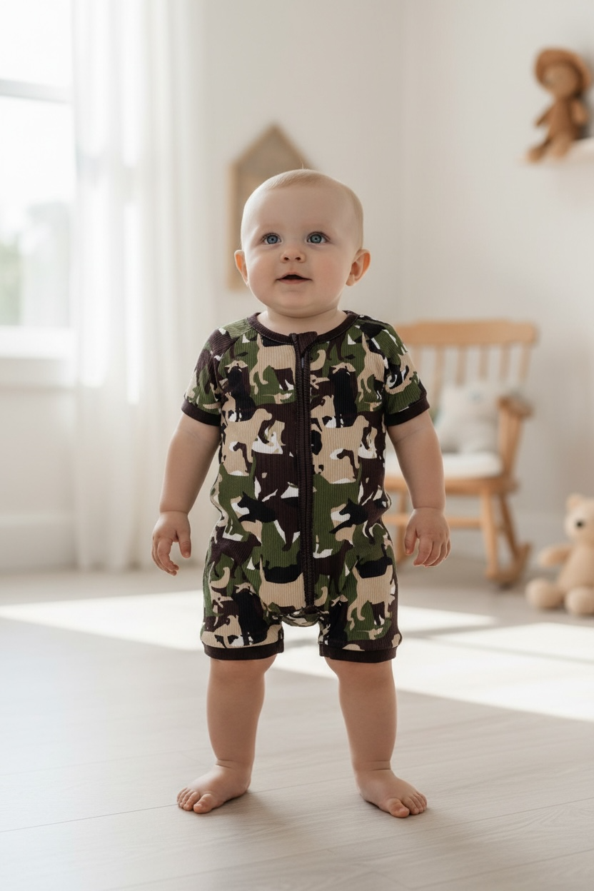 Camouflage  printed baby romper. RPB60250 SOL