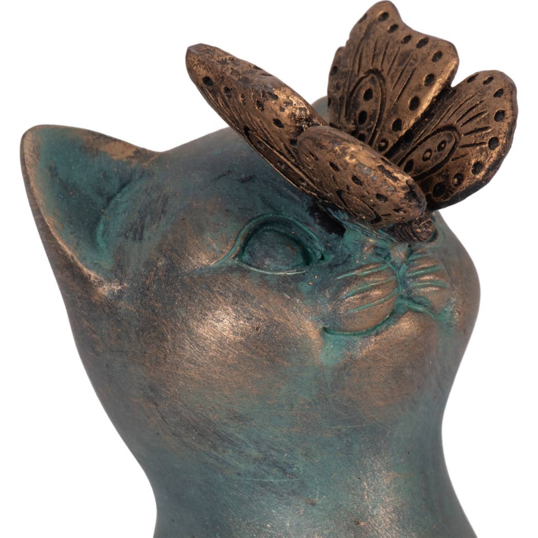 Sculpture - Multicolor Resin Butterfly on Cat's Nose, 8 in.