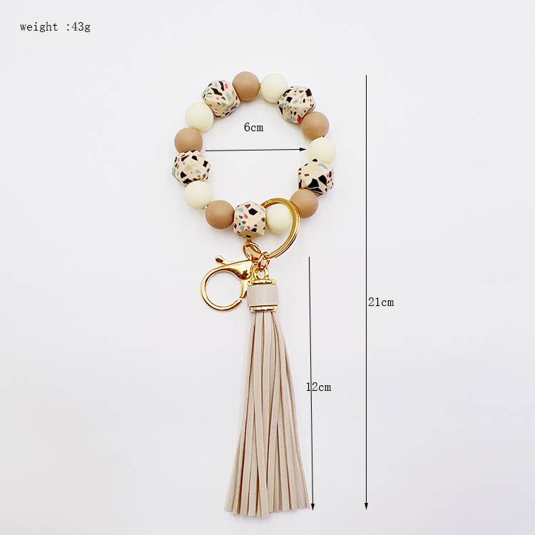 Vintage Beaded Tassel Bracelet Keychain