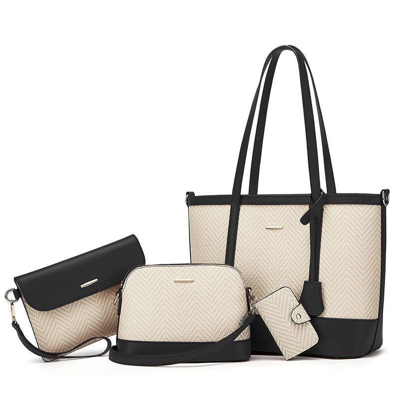 Textured Tote Bag 4-Piece Set