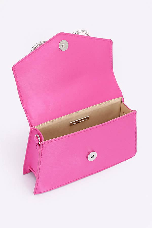 Rhinestone Ribbon Handle Flap Bag HPC5958