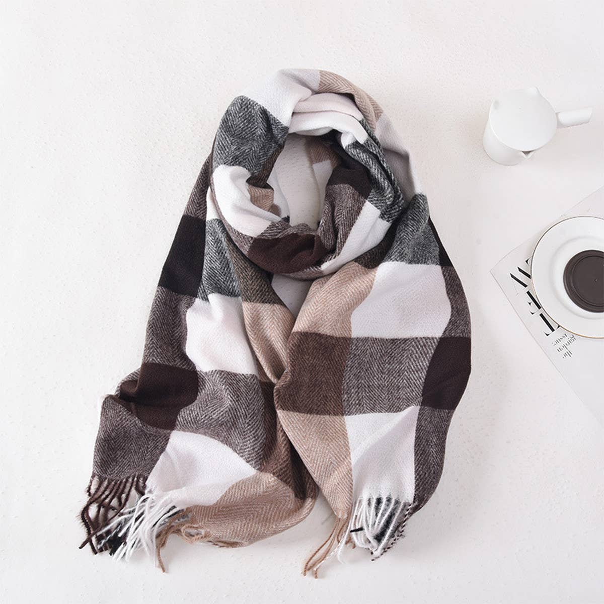 FEMALE SWEET AND LOVELY WARM PLAID SCARF_CWASC0400