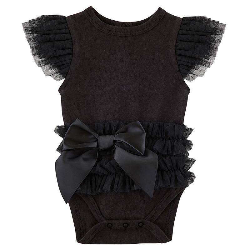 Snapshirt Dress with Ruffles - Black 0-3mo