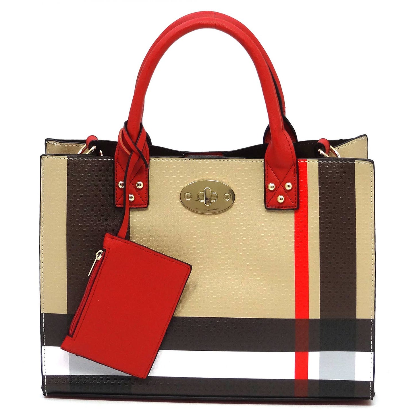 BT2703 Plaid Check Printed 3-in-1 Satchel