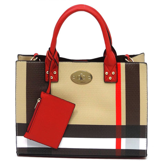 BT2703 Plaid Check Printed 3-in-1 Satchel