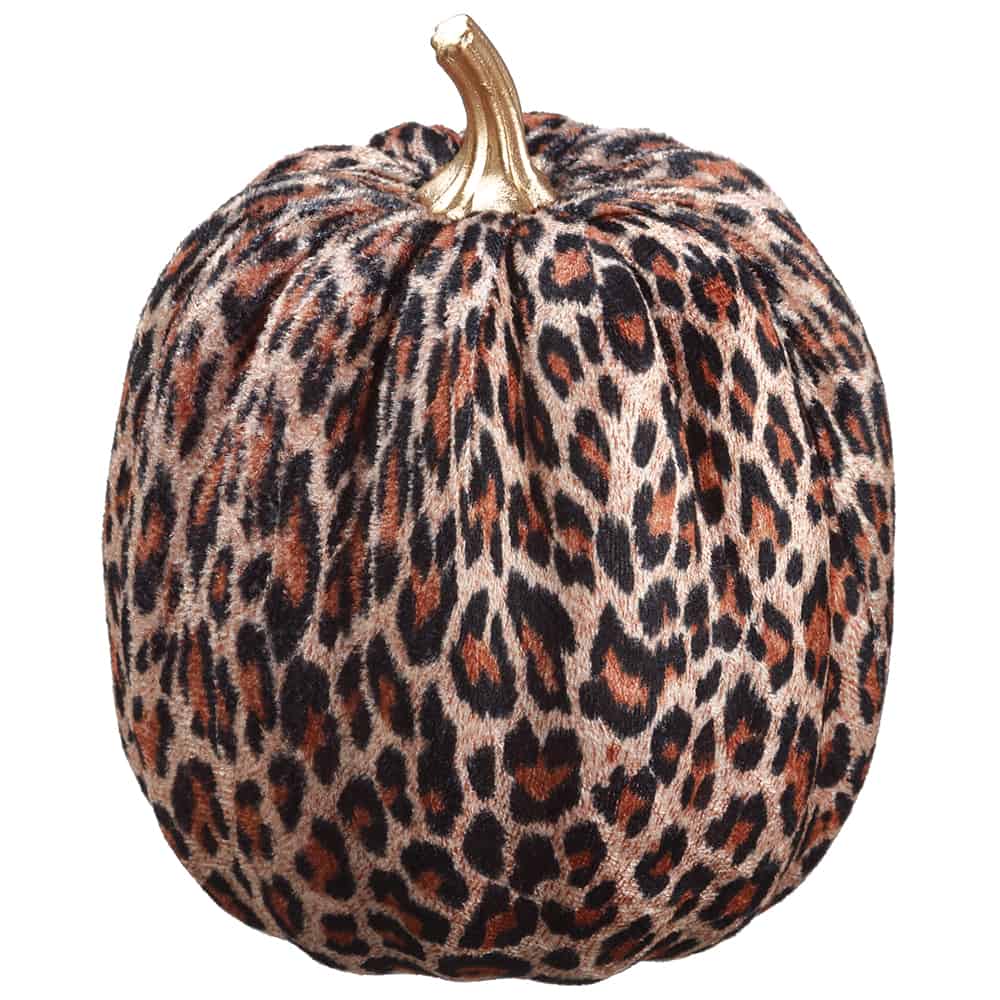 7"H x 5.5"D Leopard Pattern Velvet Pumpkin Brown Beige