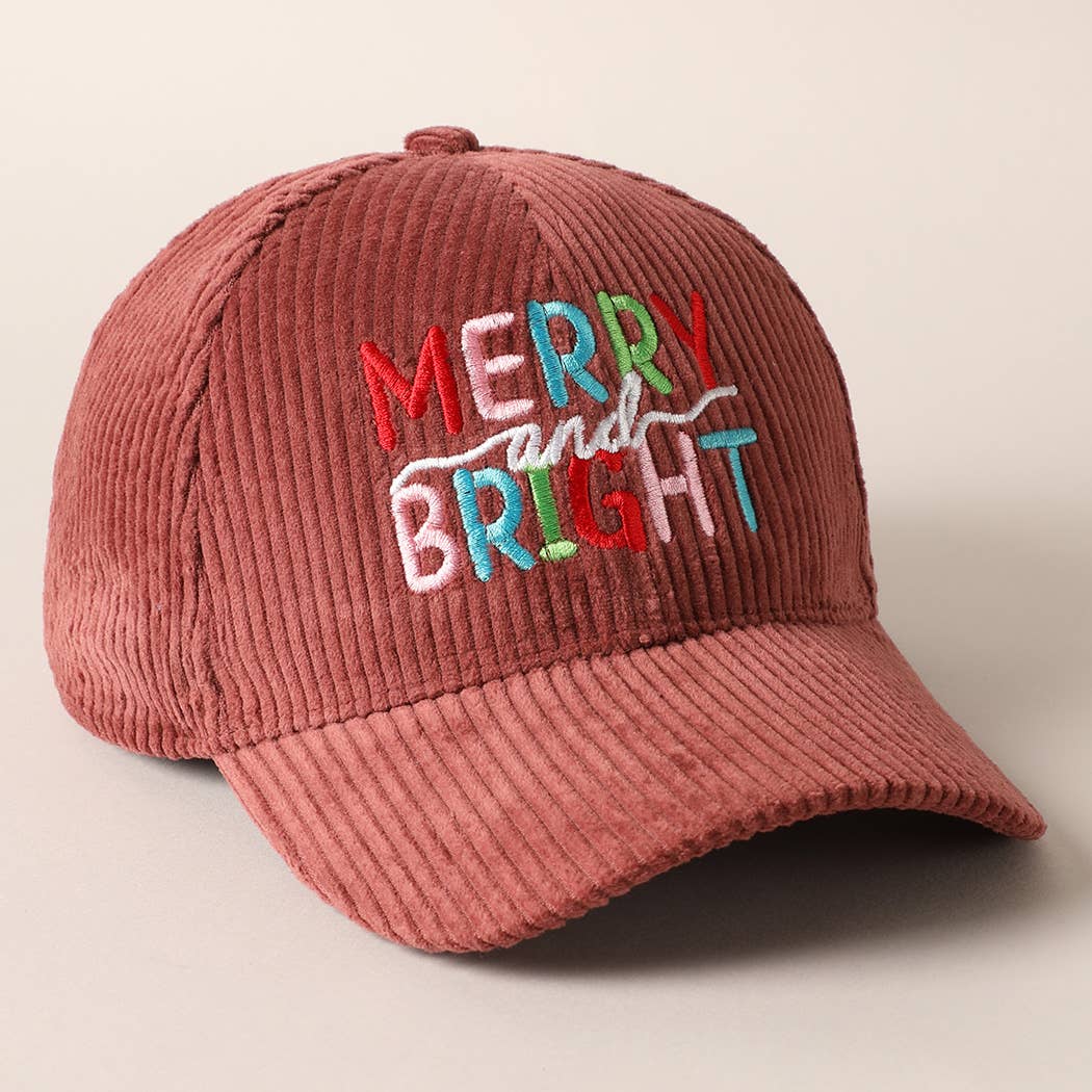 MERRY BRIGHT Embroidery Corduroy Cap
