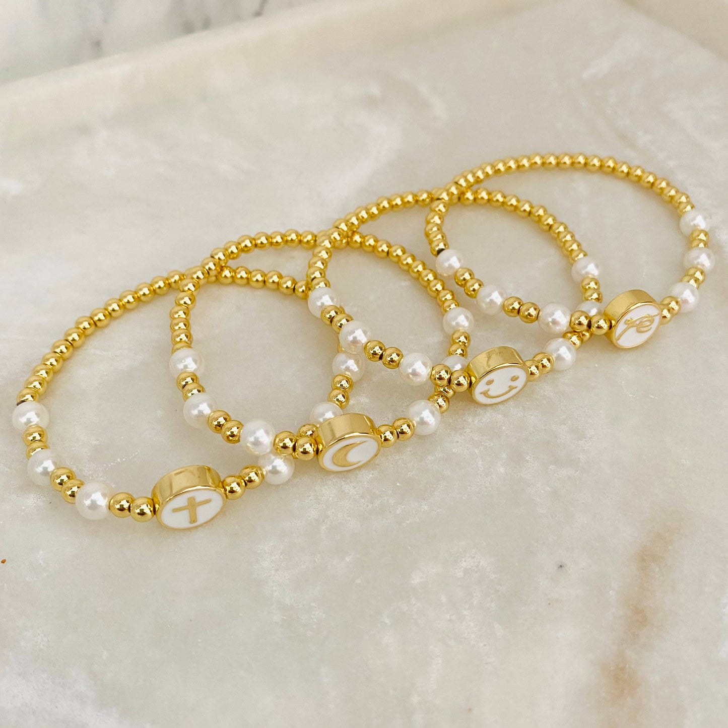 Pearl Ball Bracelet, Gold Ball Bracelet, Pearl Bracelet