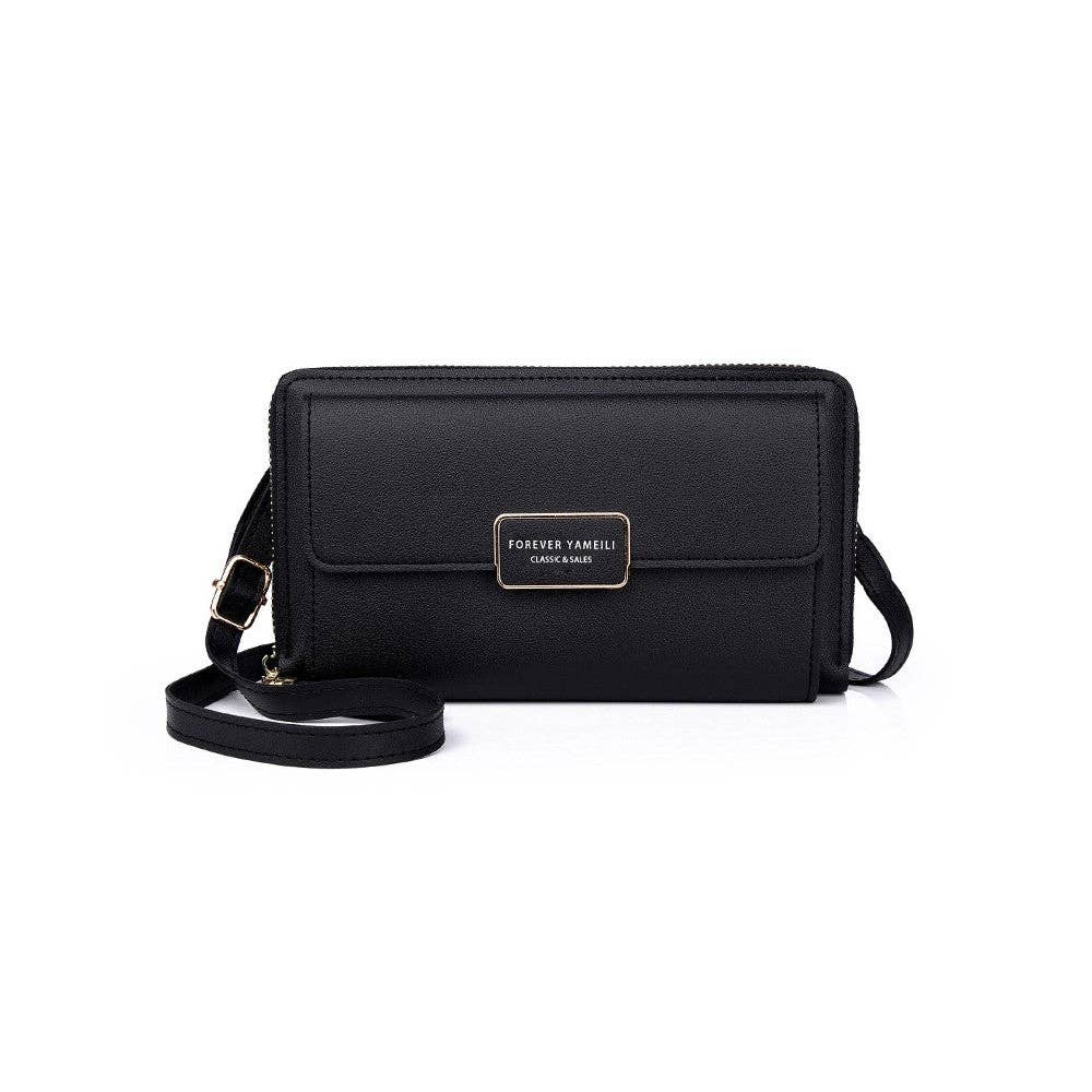 PU Leather Solid Color Card Slot Purse Mini One Shoulder Cell Phone Crossbody Bag