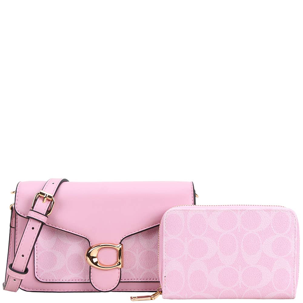 2IN1 OVAL PRINT CROSSBODY BAG W WALLET SET, QFT 1365A