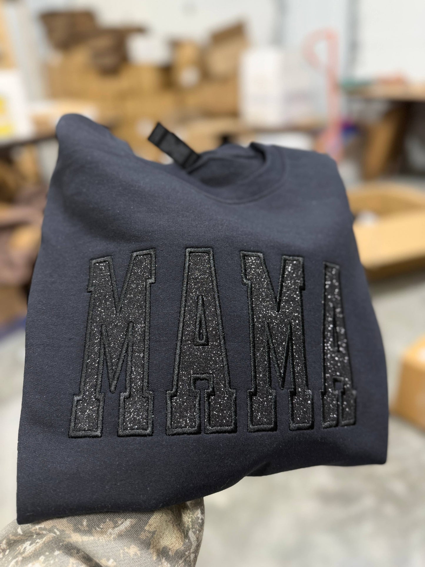 MAMA Embroidered Glitter crewneck