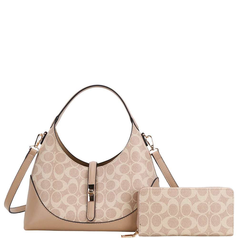 Classic Signature Hobo Bag & Wallet Set QFT-1378W