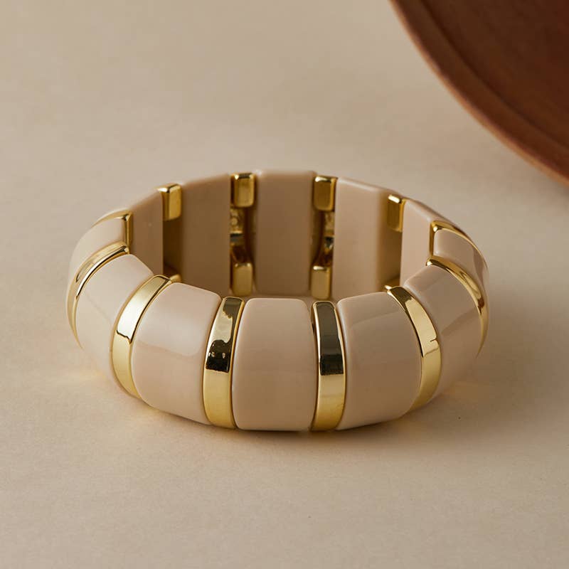 B26121 Bold Acrylic Rectangle Link Stretch Bangle Bracelet