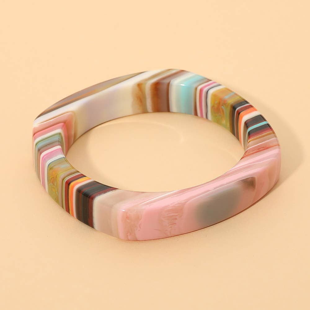 Geometric Striped Resin Bangle Bracelet