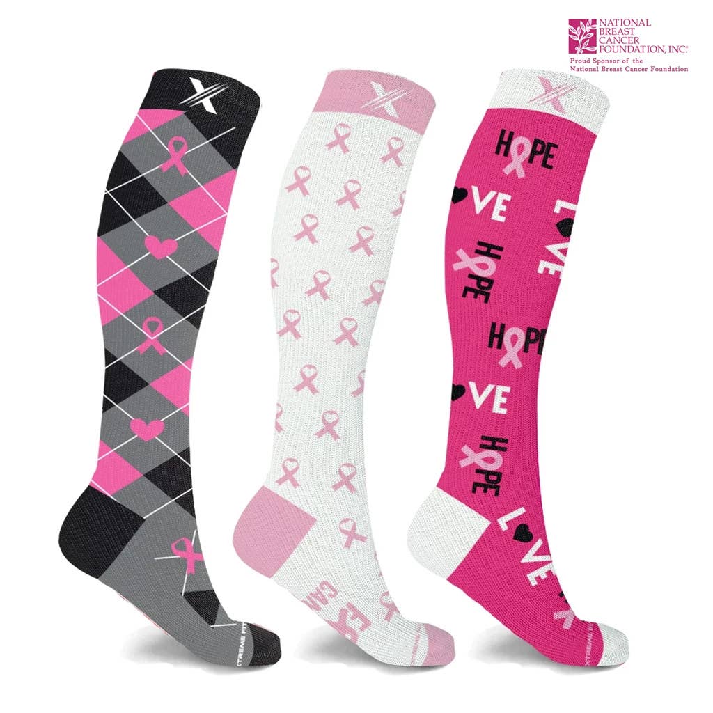 BCA KNEE-HIGH HOPE & LOVE COMPRESSION SOCKS - 3 ASST STYLES