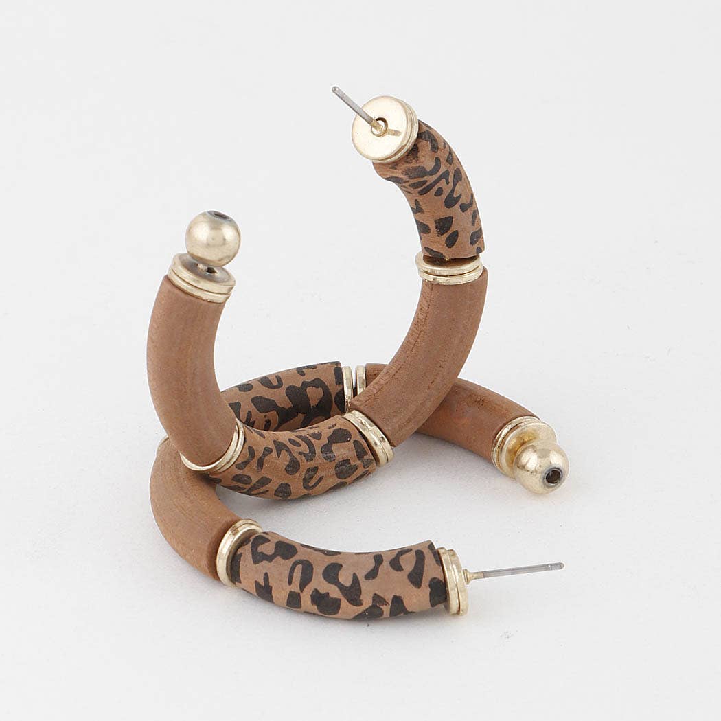 Leo Print Hoop Earrings