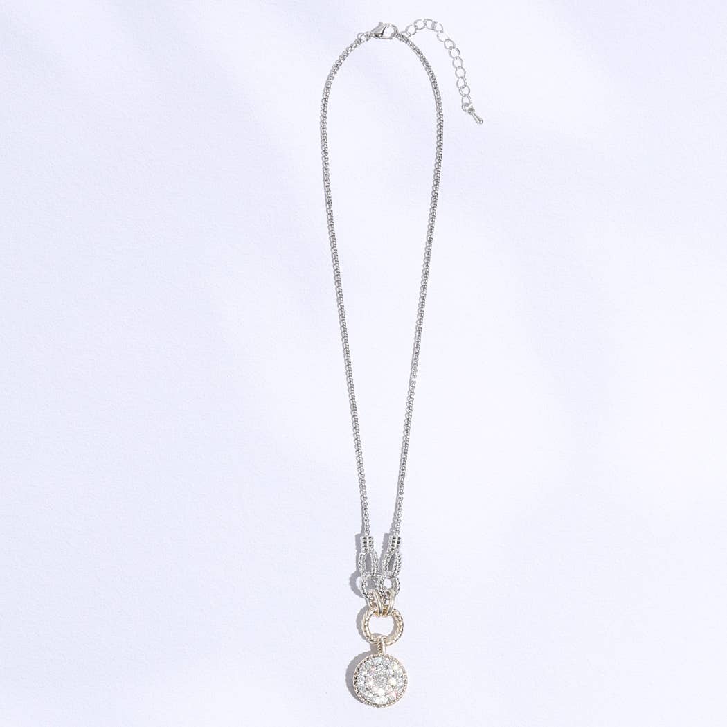 Round Pave Pendant RH Chain Necklace