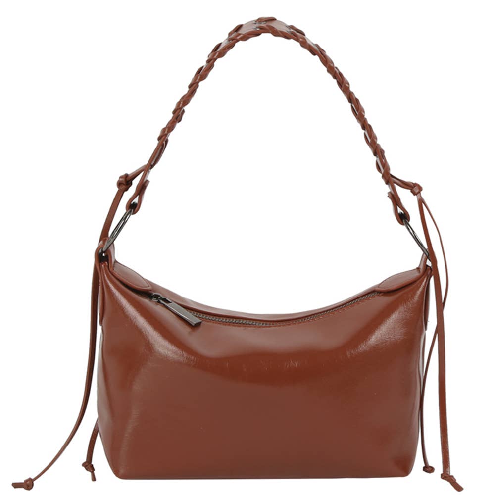 Braided Handle Glossy Shoulder Bag JY-0575