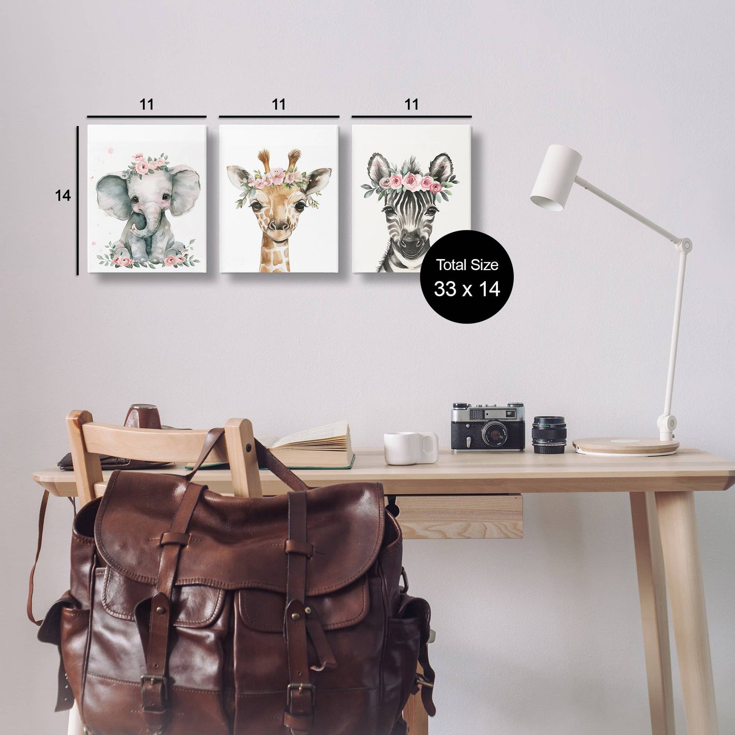 Pink Rose Jungle Animals Canvas Art