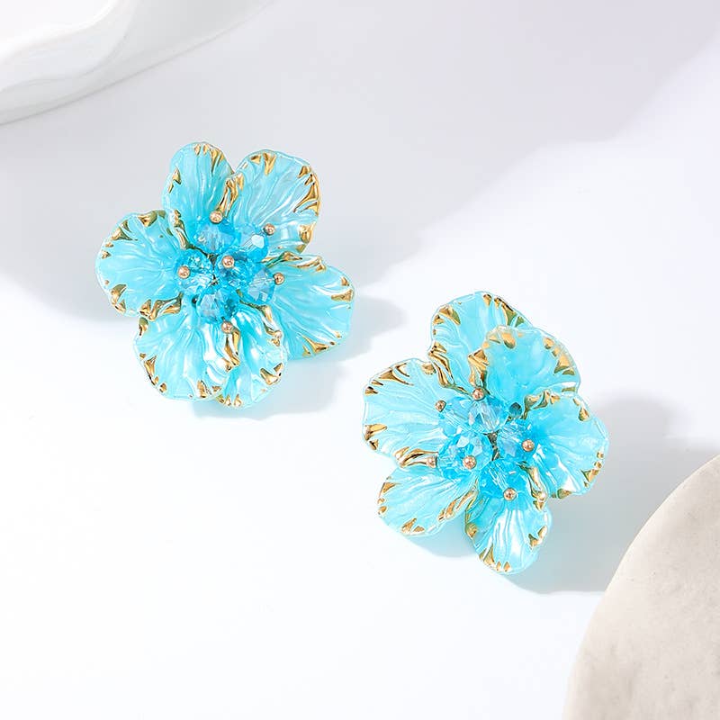 Summer Sweet Style Candy Color Flower Stud Earrings