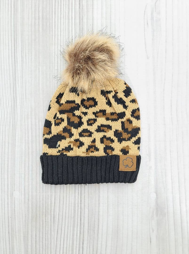 Leopard Pom Beanie Hat Black Friday Deal