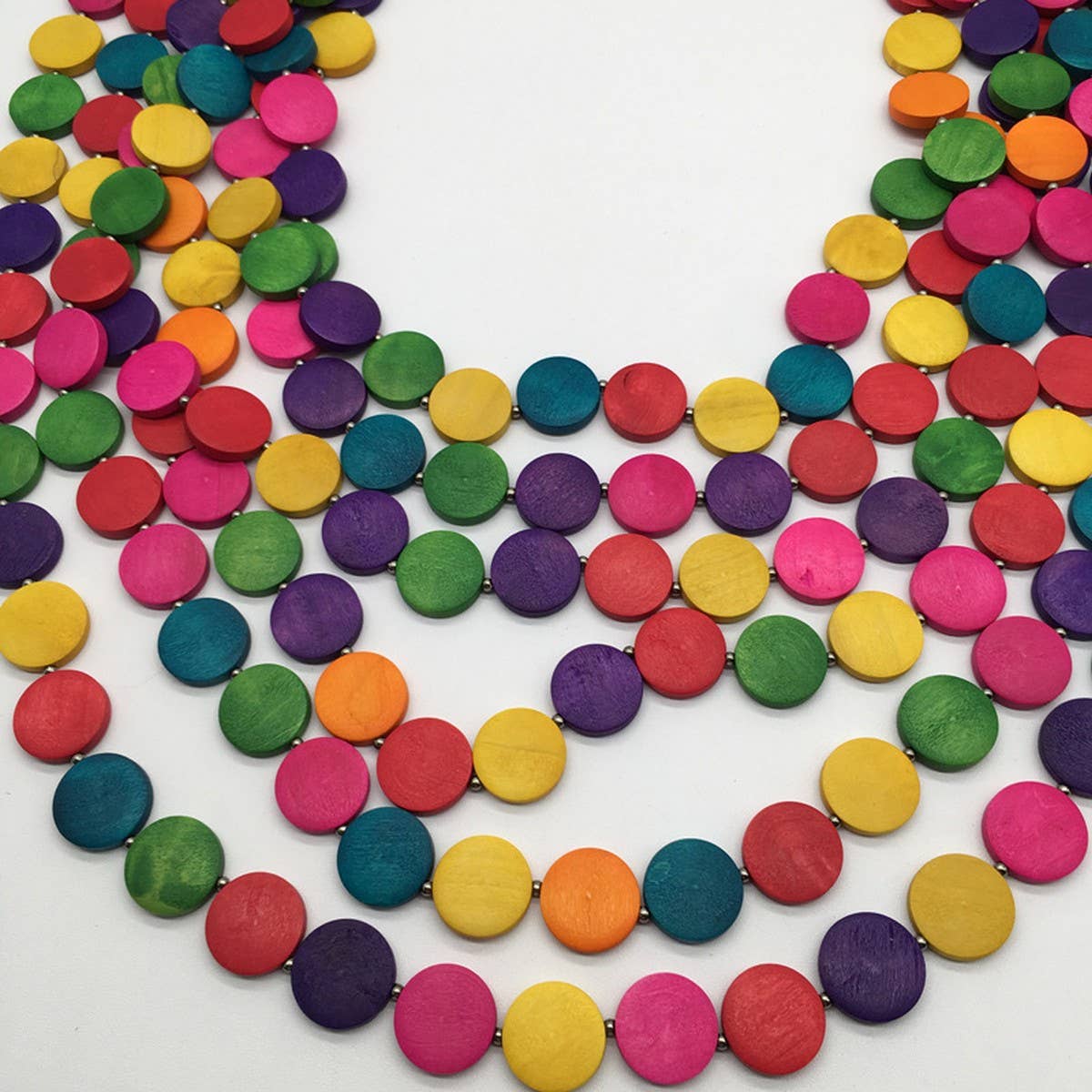 COLORFUL WOODEN DISC LONG MULTI-LAYER NECKLACE_CWMM4913