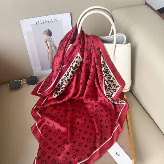 Leopard Flower Silky Bandana Square Neck Scarf AS-747